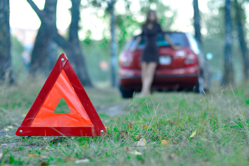 red triangle for broken down car