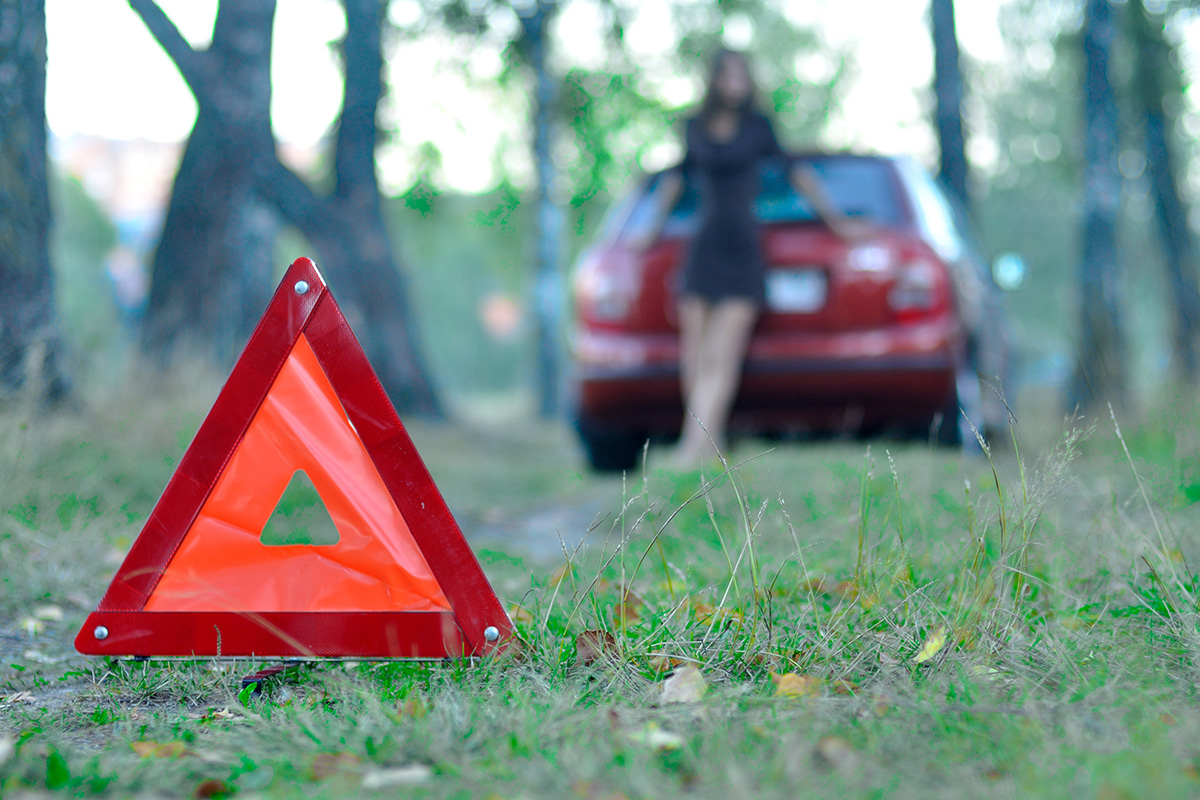 red triangle for broken down car