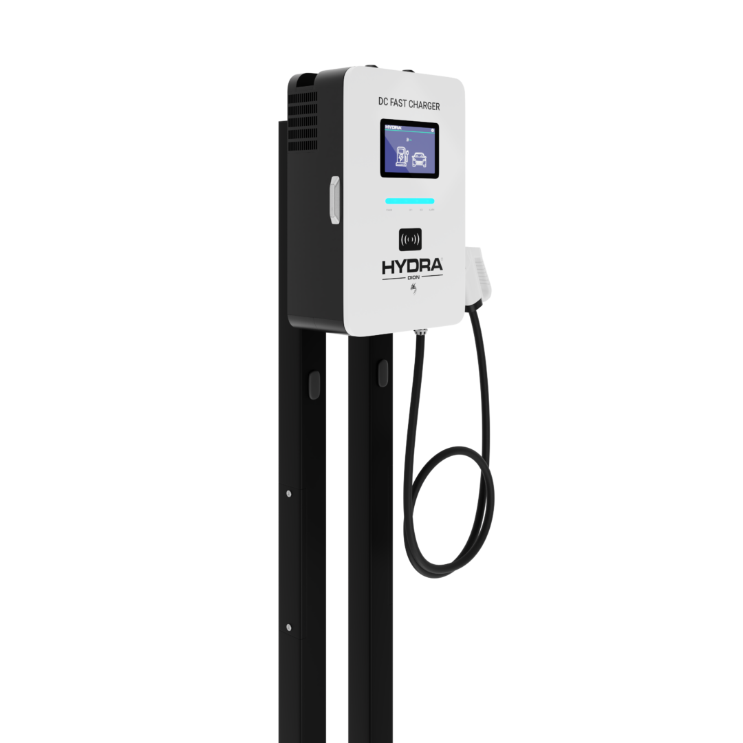 Hydra Dion DC EV Charger on Stand Front Right